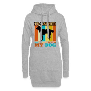 Kuchi Afghan Shepard Dog Silhouette Rétro Coucher de soleil - Sweat-shirt à capuche long Femme - gris chiné - Devant
