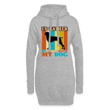 Old Danish Pointer Dog Silhouette Retro Sunset - Hoodie Dress - heather grey - Front