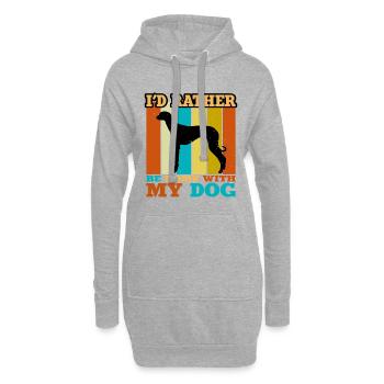 Vieux Lévrier Croate Chien Silhouette Rétro Soleil - Sweat-shirt à capuche long Femme - gris chiné - Devant