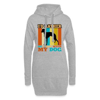Rampur Greyhound Dog Lover Silhouette Retro Sunset - Sweat-shirt à capuche long Femme - gris chiné - Devant