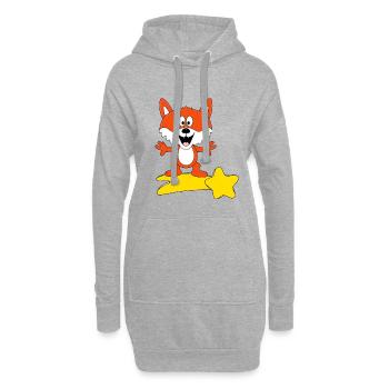 STERNSCHNUPPE - TIER - FUCHS - KIND - BABY - Hoodie-Kleid - Grau meliert - Vorne