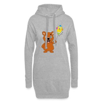 DACHEN - KITE - DRACHENSTEIGEN - TEDDY - BÄR - Hoodie-Kleid - Grau meliert - Vorne