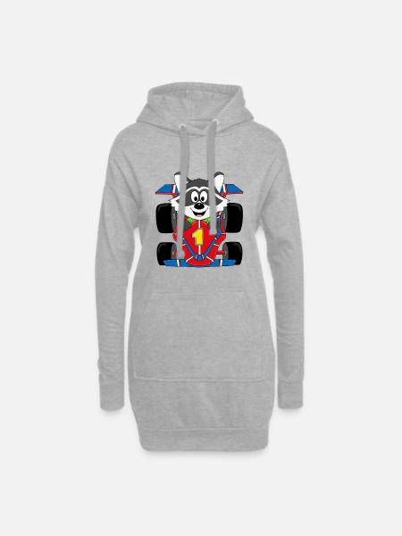 WASCHBÄR - RENNFAHRER - AUTO - RENNAUTO - TIER - Hoodie-Kleid - Grau meliert