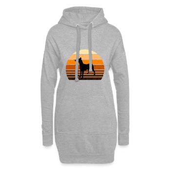 Andalou Chien Chien Amoureux Silhouette Rétro Coucher de Soleil - Sweat-shirt à capuche long Femme - gris chiné - Devant