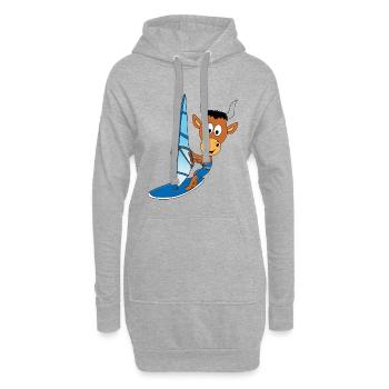 WINDSURFEN - SURFEN - STIER - BULLE - TIER - Hoodie-Kleid - Grau meliert - Vorne