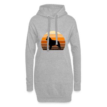 Berger Belge Groenendael Silhouette de Chien Rétro - Sweat-shirt à capuche long Femme - gris chiné - Devant