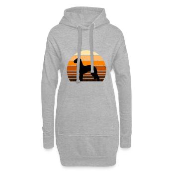 Bedlington Terrier Dog Silhouette Rétro Coucher de soleil - Sweat-shirt à capuche long Femme - gris chiné - Devant