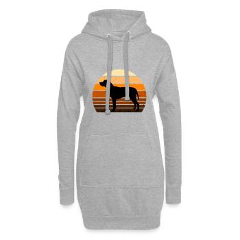 Braque du Bourbonnais Hund Silhouette Retro Sonnenuntergang - Hoodie-Kleid - Grau meliert - Vorne