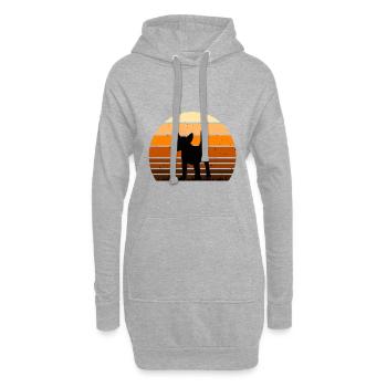 Bull Terrier Miniature Chien Silhouette Rétro Coucher de Soleil - Sweat-shirt à capuche long Femme - gris chiné - Devant