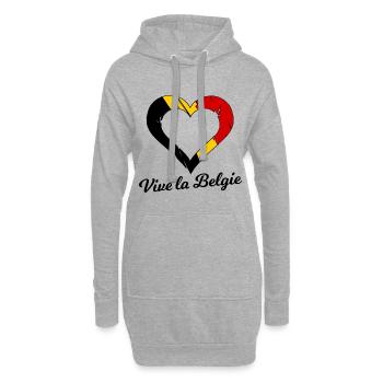 Vive les Belges - Sweat-shirt à capuche long Femme - gris chiné - Devant