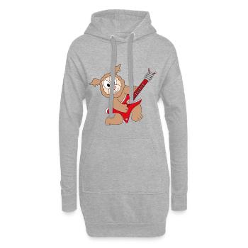 LAMA - ALPAKA - GITARRE - MUSIK - TIER - KIND - Hoodie-Kleid - Grau meliert - Vorne