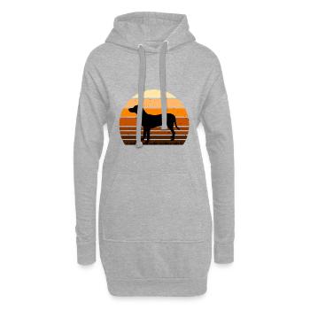 Chien Francais Blanc Et Noir Dog Silhouette Retro - Sweat-shirt à capuche long Femme - gris chiné - Devant