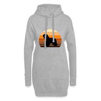Cao Da Serra De Aires Hund Silhouette Retro Sonnenuntergang - Hoodie-Kleid - Grau meliert - Vorne