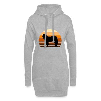 Chien de berger du Caucase Silhouette Rétro Coucher de soleil - Sweat-shirt à capuche long Femme - gris chiné - Devant