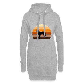 Cirneco Dell Etna Dog Love Silhouette Retro Sunset - Hoodie-Kleid - Grau meliert - Vorne