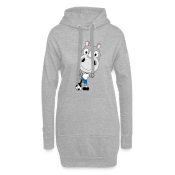 FUßBALL - SPORT - NASHORN - TIER - KIND - BABY - Hoodie-Kleid - Grau meliert - Vorne