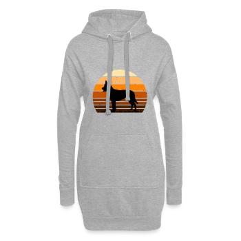 Berger Hollandais Chien Amoureux Silhouette Vintage Coucher de Soleil - Sweat-shirt à capuche long Femme - gris chiné - Devant