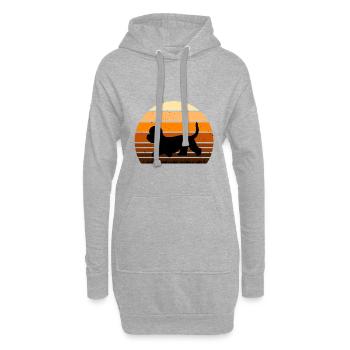 Dandie Dinmont Terrier Dog Silhouette Retro Sunset - Hoodie Dress - heather grey - Front