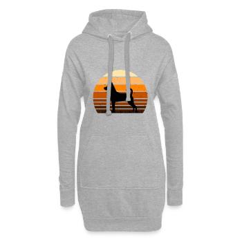 Decker Rat Terrier Dog Silhouette Retro Sunset - Sweat-shirt à capuche long Femme - gris chiné - Devant