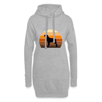 Français Bretagne Chien Amour Silhouette Vintage Coucher de Soleil - Sweat-shirt à capuche long Femme - gris chiné - Devant