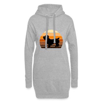 Glen De Imaal Terrier Dog Silhouette Rétro Coucher de Soleil - Sweat-shirt à capuche long Femme - gris chiné - Devant