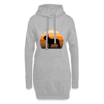 Amoureux du Bouledogue Français Silhouette Vintage Coucher de Soleil - Sweat-shirt à capuche long Femme - gris chiné - Devant