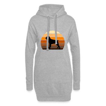 Schnauzer Géant Chien Amour Silhouette Vintage Coucher de Soleil - Sweat-shirt à capuche long Femme - gris chiné - Devant