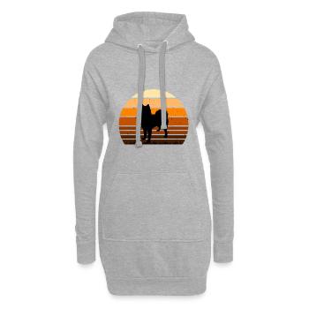 Husky Dog Silhouette Vintage Sunset pour les amoureux des chiens - Sweat-shirt à capuche long Femme - gris chiné - Devant