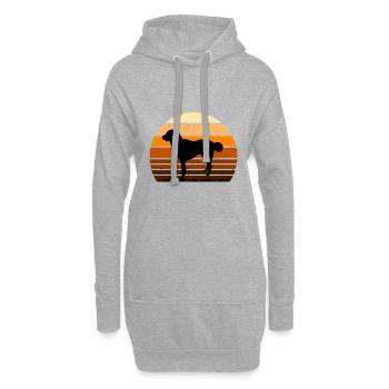Kuchi Afghan Shepard Dog Silhouette Rétro Coucher de soleil - Sweat-shirt à capuche long Femme - gris chiné - Devant