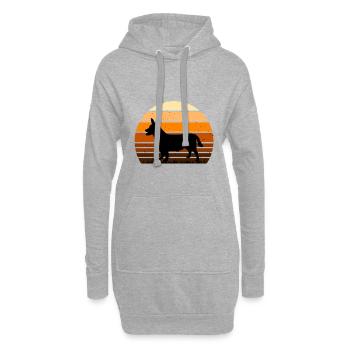 Lancashire Heeler Hund Liebe Silhouette Retro Sonnenuntergang - Hoodie-Kleid - Grau meliert - Vorne