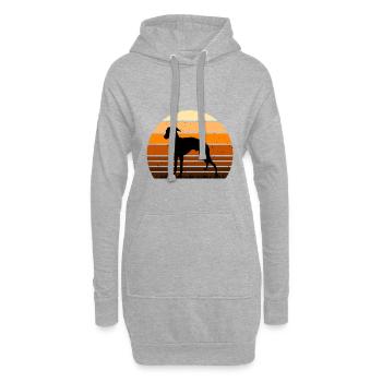 Rampur Greyhound Dog Lover Silhouette Retro Sunset - Sweat-shirt à capuche long Femme - gris chiné - Devant