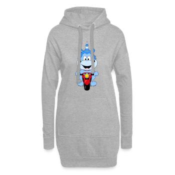 EINHORN - MOTORRAD - BIKER - KIND - BABY - FUN - Hoodie-Kleid - Grau meliert - Vorne