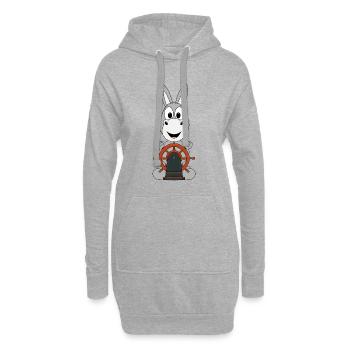 ESEL - KAPITÄN - BOOT - SCHIFF - MEER - SEE - TIER - Hoodie-Kleid - Grau meliert - Vorne