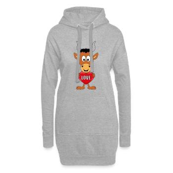 STIER - BULLE - HERZ - TIER - TIERISCH - VERLIEBT - Hoodie-Kleid - Grau meliert - Vorne