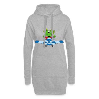 DRACHE - FLUGZEUG - PILOT - KIND - BABY - Hoodie-Kleid - Grau meliert - Vorne