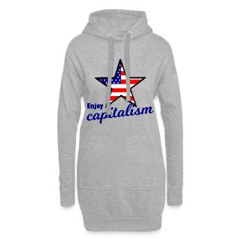 Amerika und Kapitalismus - Hoodie-Kleid - Grau meliert - Vorne