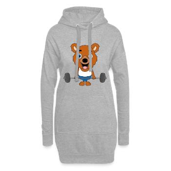 BODYBUILDING - FITNESS - TEDDY - BÄR - SPORT - Hoodie-Kleid - Grau meliert - Vorne
