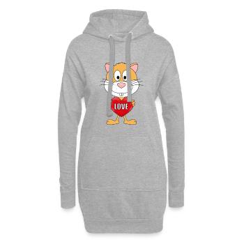 HAMSTER - LIEBE - LOVE - TIER - VERLIEBT - KINDER - Hoodie-Kleid - Grau meliert - Vorne