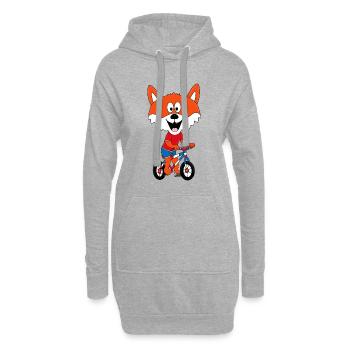 FUCHS - FAHRRAD - RAD - RADFAHRER - BIKER - TIER - Hoodie-Kleid - Grau meliert - Vorne