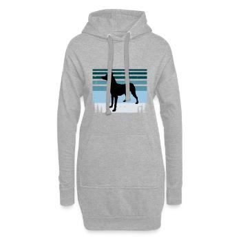 Andalou Chien Chien Amoureux Silhouette Rétro Coucher de Soleil - Sweat-shirt à capuche long Femme - gris chiné - Devant