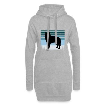 Alaskan Malamute Hundeliebhaber Silhouette Retro Sonnenuntergang - Hoodie-Kleid - Grau meliert - Vorne