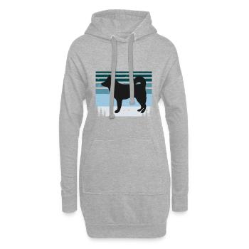 Alaskan Klee Kai Dog Lover Silhouette Retro Sunset - Sweat-shirt à capuche long Femme - gris chiné - Devant