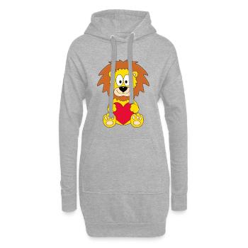 LIEBE - HERZ - LÖWE - TIER - KIND - BABY - LOVE - Hoodie-Kleid - Grau meliert - Vorne