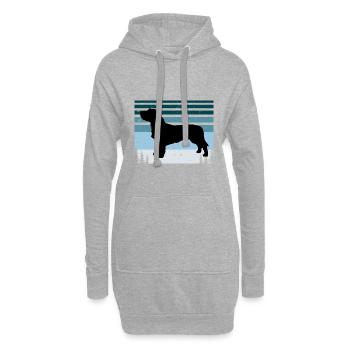 Basset Fauve De Bretagne Hund Silhouette Retro Sonne - Hoodie-Kleid - Grau meliert - Vorne
