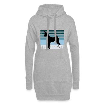 Basenji Hundeliebhaber Silhouette Vintage Sonnenuntergang - Hoodie-Kleid - Grau meliert - Vorne