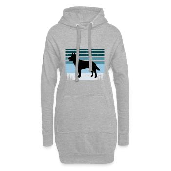Chien australien Amour Silhouette Rétro Coucher de soleil - Sweat-shirt à capuche long Femme - gris chiné - Devant