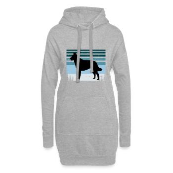Berger Belge Laekenois Chien Silhouette Rétro - Sweat-shirt à capuche long Femme - gris chiné - Devant