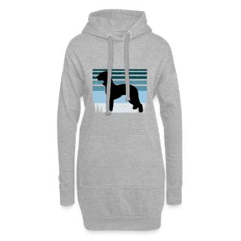 Bedlington Terrier Chien Silhouette Rétro Coucher de soleil - Sweat-shirt à capuche long Femme - gris chiné - Devant