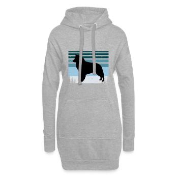 Berger Belge Groenendael Chien Silhouette Rétro - Sweat-shirt à capuche long Femme - gris chiné - Devant