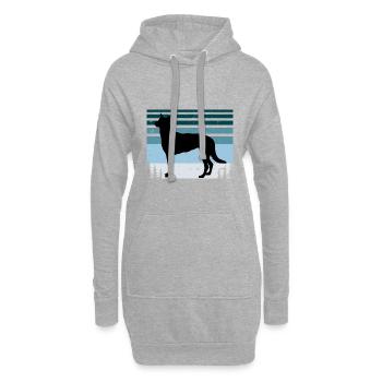 Berger Belge Malinois Chien Silhouette Rétro - Sweat-shirt à capuche long Femme - gris chiné - Devant